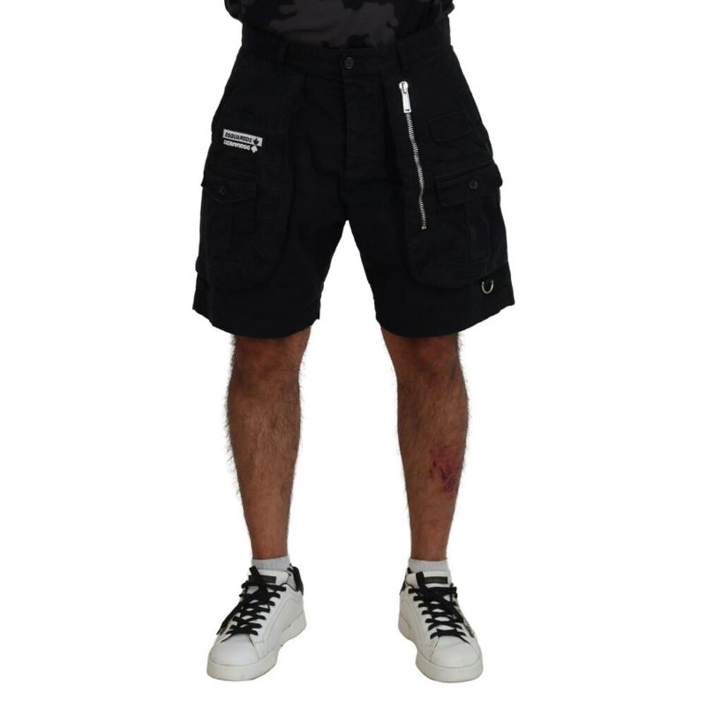 Dsquared² Black Cotton Cargo Boxer Above Knee Men's Shorts